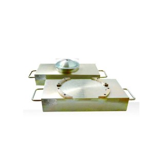 Dispositivo de Blocos: Usado em prensas, permite a compressão axial em blocos de 10, 15 ou 20cm de Concreto ou Cerâmica, fabricado em aço zincado.