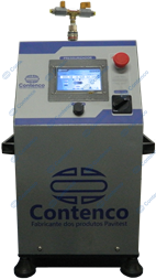 Pressurizador para controle e monitoramento do nível de pressão, da vazão e do volume para Triaxial